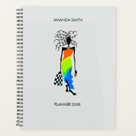 Abstrakte afrikanische Kunst, eleganter Mode-Lady- Planer