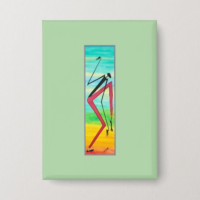 Abstrakte afrikanische Kunst, Wasserfarbe Tricky D Button (Vorderseite)