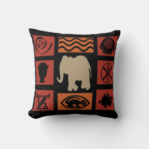 Abstrakte afrikanische Stammes-Symbole Elefantenku Kissen