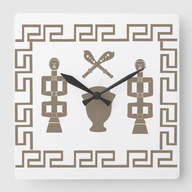 Abstrakte afrikanische Stammeskunst Quadratische Wanduhr (Vorderseite)