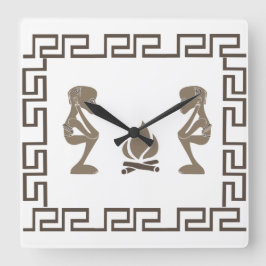 Abstrakte afrikanische Stammeskunst Quadratische Wanduhr