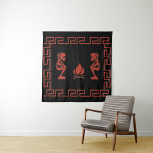 Abstrakte afrikanische Stammesritual-Szene-Kunst Wandteppich