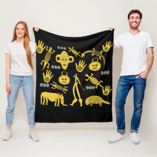 Abstrakte afrikanische Symbol- und Motivkunst Fleecedecke