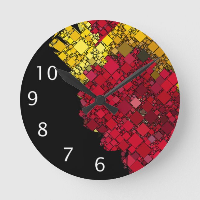 Abstrakte aktuelle geometrische Fünf-weiße Zahlen Runde Wanduhr (Vorderseite)