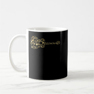 Abstrakte akustische Gitarre - Gold Musiknoten - K Kaffeetasse