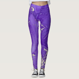 Abstrakte Alcohol-Ink-Kunst Lila und Organisches S Leggings