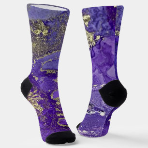 Abstrakte Alcohol-Ink-Kunst Reiche Violett-Töne mi Socken