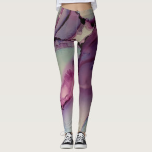 Abstrakte Alcohol-Ink-Kunst Rosa Lila Blau Weiß Leggings