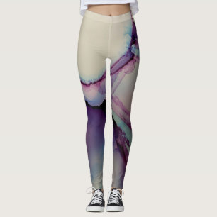 Abstrakte Alcohol-Ink-Kunst Rosa Lila Blau Weiß Leggings