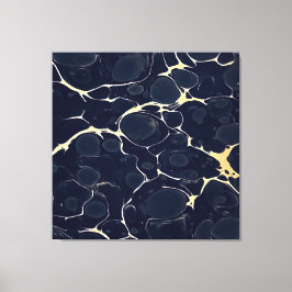 Abstrakte alkoholfarbene Kunst im Dunkeln, blau II Leinwanddruck