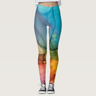 Abstrakte alkoholfreie Tinte Rainbow-farbene flüss Leggings