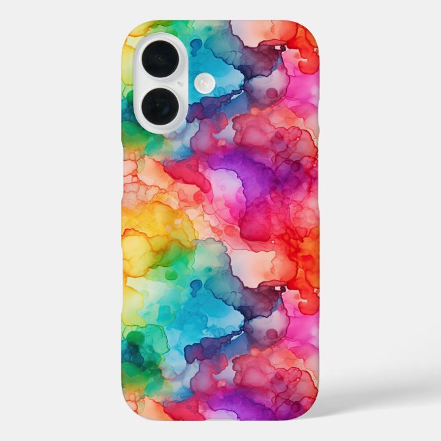 Abstrakte Alkoholtinte Regenbogen iPhone 16 Hülle (Rückseite)
