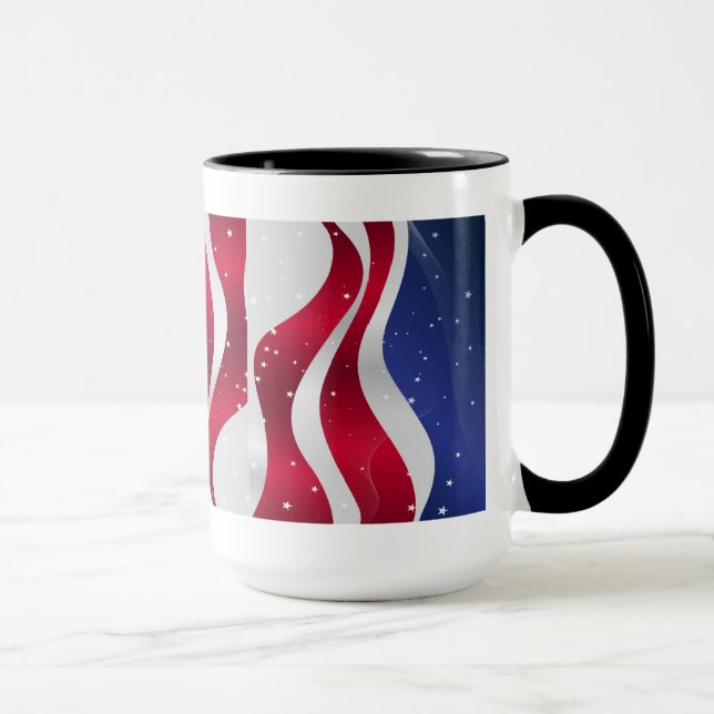 Abstrakte amerikanische Flagge Rot Weiß & Blau Tasse (Rechts)