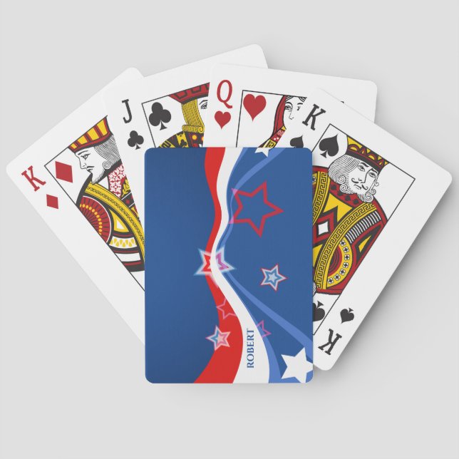 Abstrakte amerikanische Flagge, rot-weiß und blau Spielkarten (Rückseite)