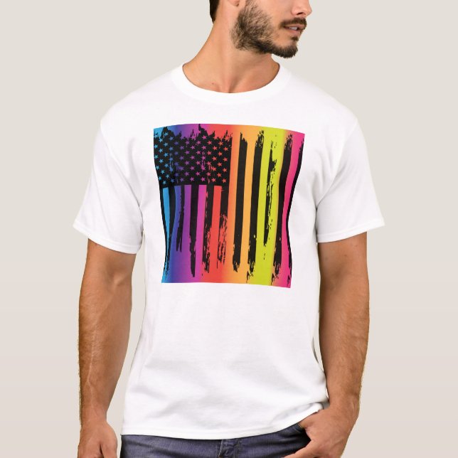 Abstrakte amerikanische Flagge T-Shirt (Vorderseite)