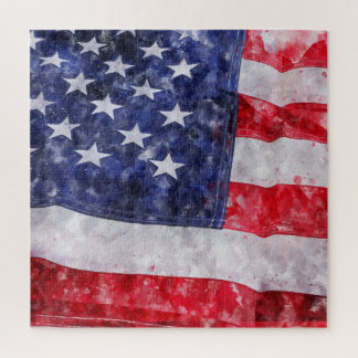 Abstrakte amerikanische Flagge, Wasserfarben Stil.