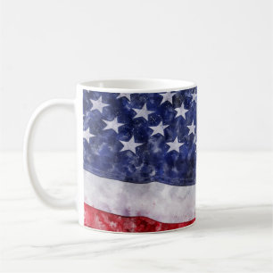Abstrakte amerikanische Flagge, Wasserfarben Stil. Kaffeetasse