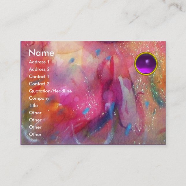 ABSTRAKTE AMETHYST, leuchtend rosa blau lila Visitenkarte (Vorderseite)