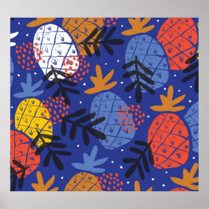 Abstrakte Ananas Blätter Vintages Muster Poster