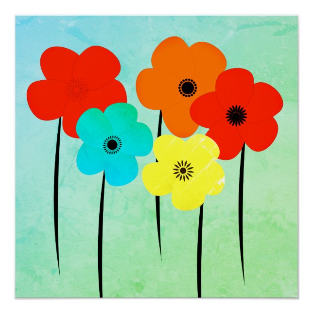 Abstrakte Anemones Blume Summer Vibes Poster (Vorderseite)
