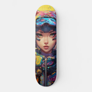 Abstrakte Animationskunst eines Katzenmädchens in  Skateboard