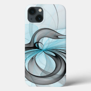 Abstrakte Anthrazitgraue Blaue Moderne Fraktal-Kun Case-Mate iPhone Hülle