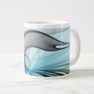 Abstrakte Anthrazitgraue Blaue Moderne Fraktal-Kun Jumbo-Tasse