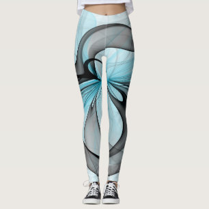 Abstrakte Anthrazitgraue Blaue Moderne Fraktal-Kun Leggings