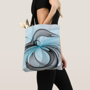 Abstrakte Anthrazitgraue Blaue Moderne Fraktal-Kun Tasche