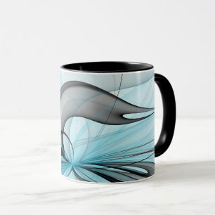 Abstrakte Anthrazitgraue Blaue Moderne Fraktal-Kun Tasse
