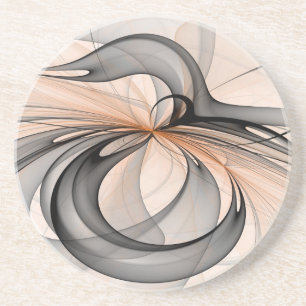 Abstrakte Anthrazitgraue Sienna Moderne Fractal-Ku Getränkeuntersetzer