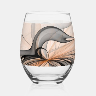 Abstrakte Anthrazitgraue Sienna Moderne Fractal-Ku Weinglas Ohne Stiel