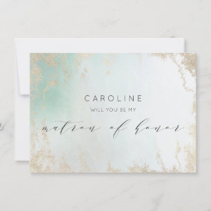 Abstrakte Aqua Ombre Fade mit Mattiertem Gold Glit