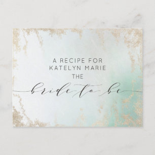 Abstrakte Aqua Ombre Fade mit Mattiertem Gold Glit Ankündigungspostkarte