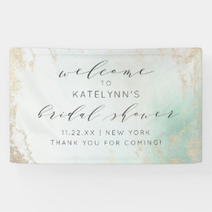 Abstrakte Aqua Ombre Fade mit Mattiertem Gold Glit Banner