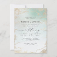 Abstrakte Aqua Ombre Fade mit Mattiertem Gold Glit