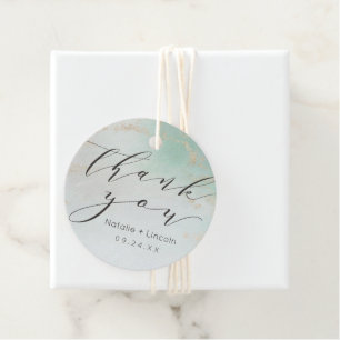 Abstrakte Aqua Ombre Fade mit Mattiertem Gold Glit Geschenkanhänger