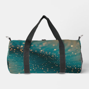 Abstrakte Aquamarin- und Goldpartikelwelle Duffle Bag