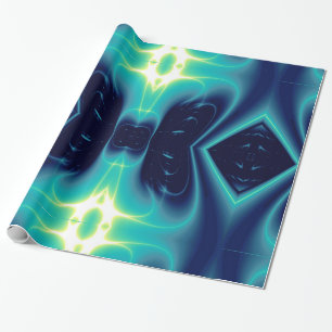 ABSTRAKTE AQUAMARINE BLAU-LICHTWELLEN UND WIRBEL GESCHENKPAPIER