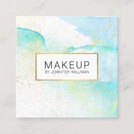 Abstrakte Aquamarine blaue Aquarellfarben-Imitate  Quadratische Visitenkarte