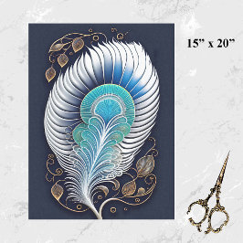 Abstrakte Aquamarine Feather-Illustration Seidenpapier