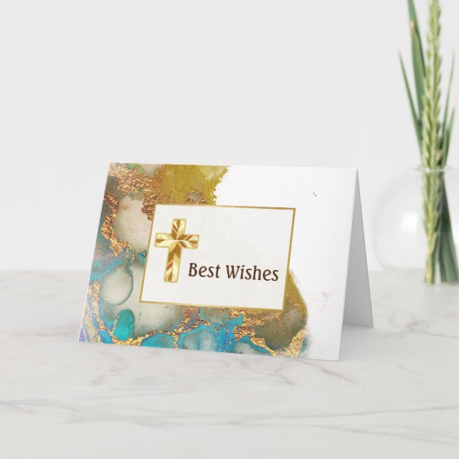 Abstrakte Aquamarine Gold Agate Aquarellfarbenbest Karte (Vorderseite)