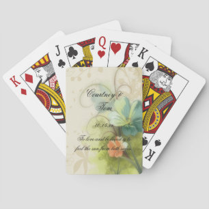 Abstrakte Aquamarine Peach Floral Wedding Spielkarten