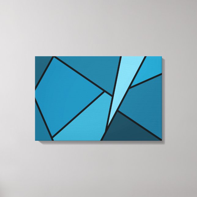Abstrakte Aquamarine Polygonen Leinwanddruck (Vorderseite)