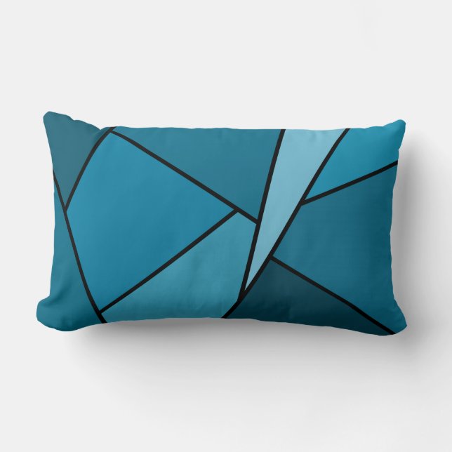 Abstrakte Aquamarine Polygonen Lendenkissen (Vorderseite)