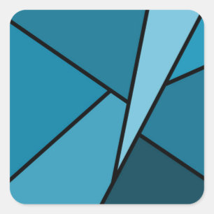 Abstrakte Aquamarine Polygonen Quadratischer Aufkleber