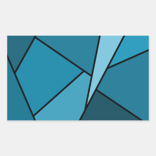 Abstrakte Aquamarine Polygonen Rechteckiger Aufkleber
