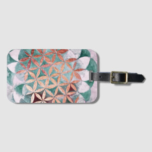 Abstrakte Aquamarine Rose Gold Watercolor Rosette Gepäckanhänger