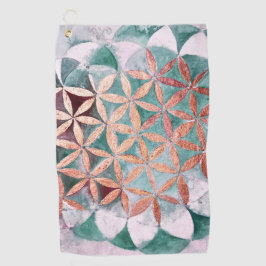 Abstrakte Aquamarine Rose Gold Watercolor Rosette  Golfhandtuch