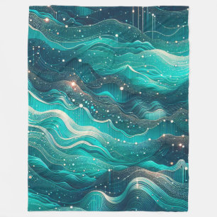 "Abstrakte Aquamarine und Blaue Wasserwaagen" Fleecedecke
